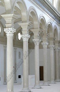 fluted cream marfil marble column